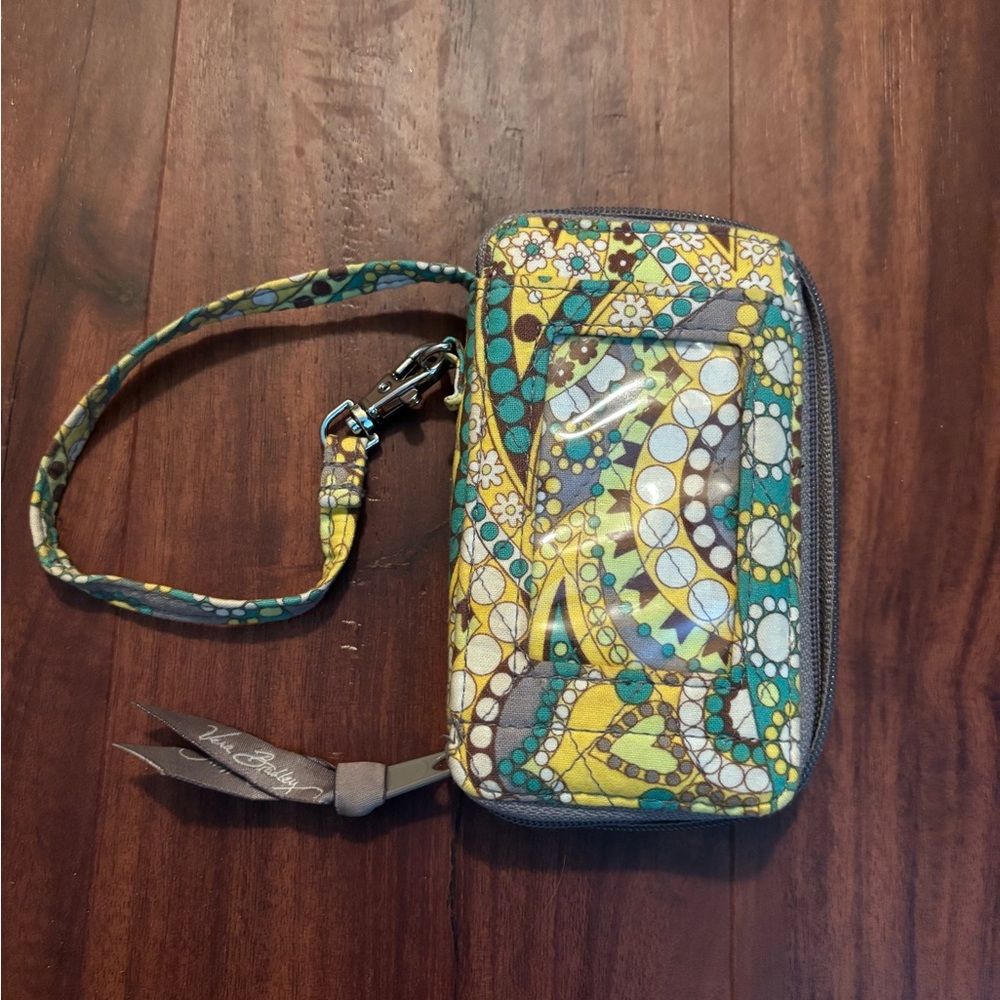 Vera Bradley Yellow and Green Patterned Wristlet